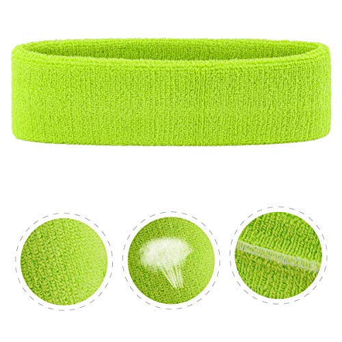 ONUPGO Juego de muñequeras para niños – Banda deportiva de algodón para el sudor para deportes (1 diadema + 2 pulseras) (verde neón)