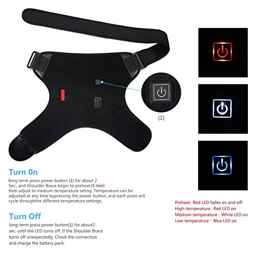 Ortesis de hombro con calefacción, soporte de hombro de neopreno ajustable Soporte de hombro de compresión/calor y frío Terapia de almohadilla protectora Soporte de estabilidad para tendinitis