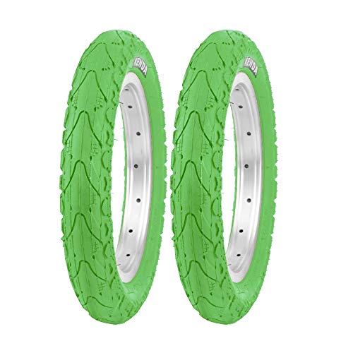 P4B | 2x neumáticos para niños de 12 Pulgadas (62-203) | 2x cubiertas verde con mangueras schrader| 12 1/2 x 2 1/4 | con trabilla Central Ancha para Mayor Estabilidad Durante la conducción