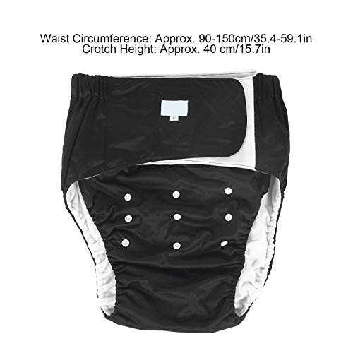 Pañal reutilizable para adultos Pañal de tela para adultos Reutilizable Lavable Ajustable, Pañal suave Secado rápido para personas con incontinencia por discapacidad Sin inserto(negro)