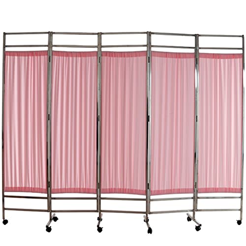 Pantalla de privacidad médica de 4 paneles con paneles azul / rosa, partición plegable extraíble con ruedas, divisor de habitación de panel plegable móvil de acero inoxidable utilizado en la clínica