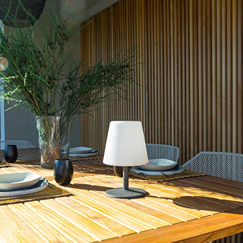 Paquete de 4 lámparas de mesa inalámbricas con base de acero gris LED blanco cálido/blanco regulable STANDY MINI Rock H25cm