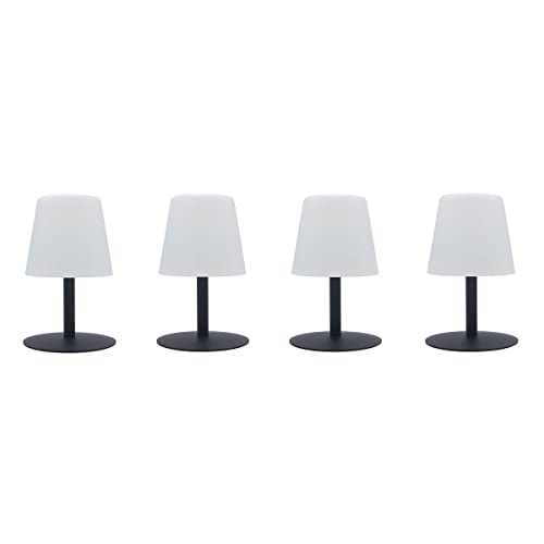 Paquete de 4 lámparas de mesa inalámbricas con base de acero gris LED blanco cálido/blanco regulable STANDY MINI Rock H25cm