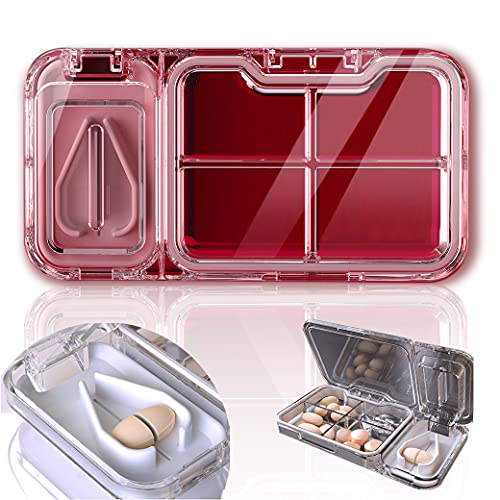 Pastillero con Cortador de Pastillas, Caja de Pastillas con 4 Compartimentos – Tomas, Organizador Medicación (MTR)