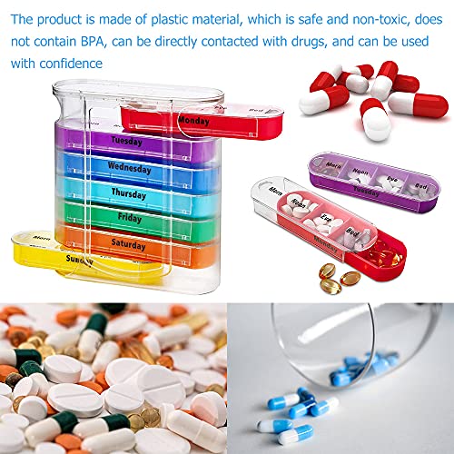Pastillero Semanal 4 Tomas 7 Dias Pequeño Portátil Transparente Resistente a la Humedad Caja de Medicamentos Tipo Cajón para Viaje En Viaje de Negocios Vida Diaria (1Pcs)