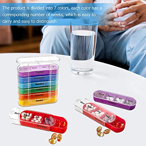 Pastillero Semanal 4 Tomas 7 Dias Pequeño Portátil Transparente Resistente a la Humedad Caja de Medicamentos Tipo Cajón para Viaje En Viaje de Negocios Vida Diaria (1Pcs)