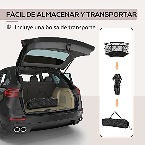 Pawhut Parque para Mascotas Plegable de Acero Corral Portátil de Perros Animales Pequeños con Bolsa de Transporte para Interiores y Exteriores 148x134x67 cm Negro
