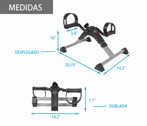 Pedales Estaticos,Mini Bicicleta Estática,Pedaleador Plegable LCD Pantalla Máquina de Brazos y Piernas Rehabilitación con Engranajes Antideslizantes (Blanco)