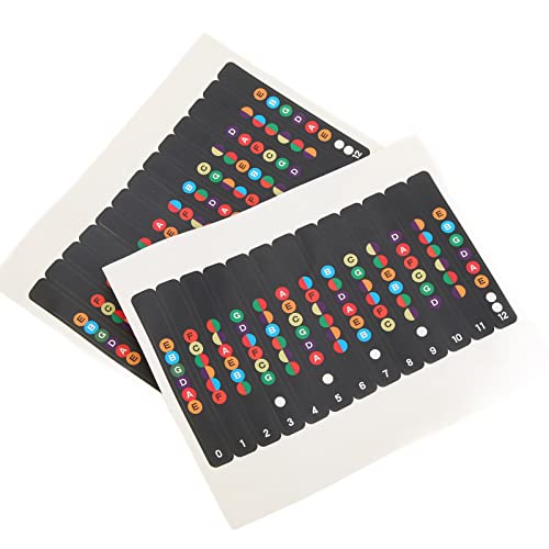 Pegatinas para Diapasón de Guitarra Calcomanía de Mapa de Nota de PVC Calcomanía de Mapa de Nota de Diapasón Desmontable con 10 Piezas de Púas de Guitarra