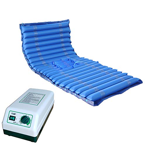 PHASFBJ Colchón Antiescaras de Aire Alternante, Colchoneta Antiescara con con Motor Compresor Regulador de Presión 20 Celdas de Aire 195 x 90 para Escaras de Grado I,Normal Pump,with hole2