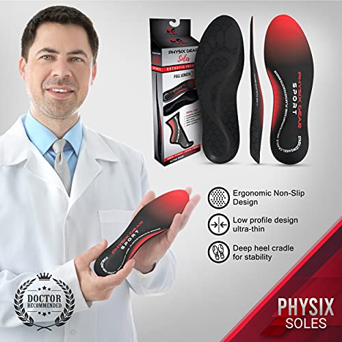 Physix Gear Sport Plantillas fascitis plantar, la mejor plantilla ortopdica para arco plantar, plantillas trabajo o plantillas para zapatillas, plantillas ortopdicas para fascitis plantar, 1 par, L