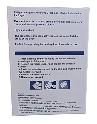 PintoMed - Apósito Adhesivo Esterilizado - 8cm x 6cm - Pack 25 unidades - Adecuado para cortes, rasguños y úlceras