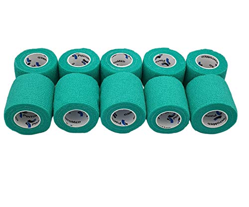 PintoMed - Venda Cohesiva - Verde - 10 rollos x 5 cm x 4,5 m autoadhesivo flexible vendaje, primeros auxilios, lesiones