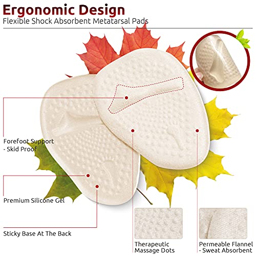 Plantillas de gel Almohadillas para el antepié de tacón alto, 6 pares de Almohadillas para los pies Almohadillas para el antepié Almohadillas para bolas Incrustaciones para zapatos Almohadillas