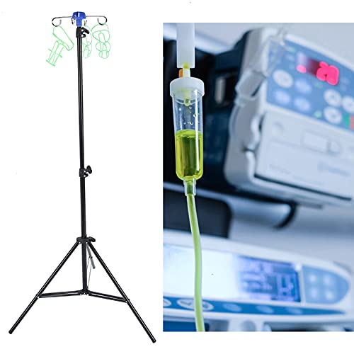 Portasueros Portatiles, Portasueros Para Sueros Intravenosos, Soporte Para Bolsa De Goteo Soporte De Poste Plegable Intravenoso Kit De Inicio Intravenoso Suministros IV Con 4 Ganchos En Un Poste Para