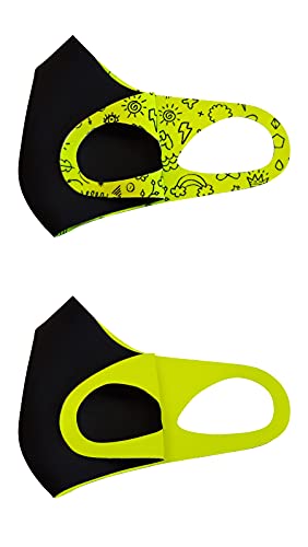 PRINT TODAY Mascarillas Neopreno Reutilizable Color Amarillo | Homologada | Medida: 13,5x16 cm (talla S) |Pack 2 Unidades.