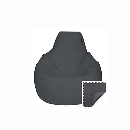PUFFSMANIACS® PUF Pera S - Impermeable, Diversion, Juego, Confort, Relax, Relleno Incluido: Perlas DE POLIESTIRENO IGNIFUGA, Costura Reforzada, Garantia INCLUIDA. (Gris)