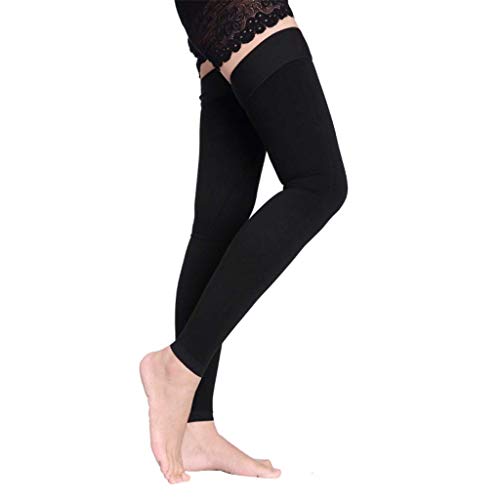 QuXiaoMo - Medias de contención unisex, 15 – 20 mm Hg Varices calcetines elásticos, color negro, M