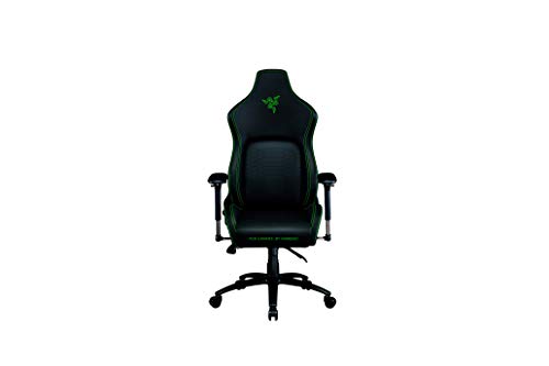 Razer Iskur Silla para juegos con soporte lumbar integrado, silla de escritoriode oficina, cuero sintético multicapa, relleno de espuma, almohadilla para la cabeza, altura ajustable, negro/verde