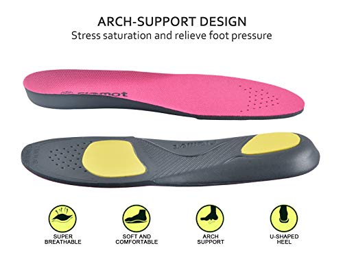 riemot Plantillas Deportivas Ortopédicas Niños para Fascitis Plantar, el Dolor de Talón, pie plano, Dolor de Rodilla y Espald, Cómodas, Correr, Deportes, K-Rose-28-30