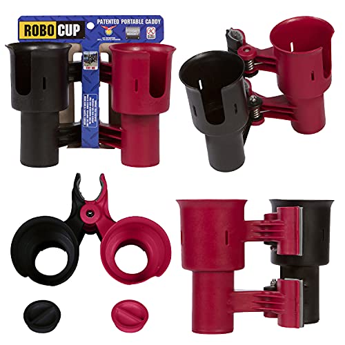 Robo Cup portavasos para la Barra de Bebidas caña de Pescar en Barco Playa Carrito de Golf Silla de Ruedas Andador Baquetas micrófono Rojo y Negro