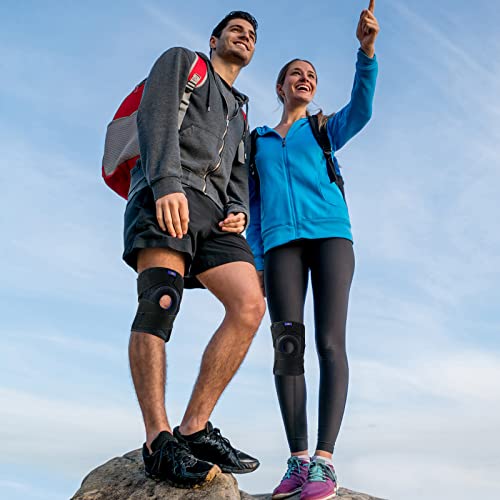 Rodilleras Deportivas, Ajustable Rodillera Menisco y Ligamentos de con Estabilizadores Laterales y Almohadillas de Rótula en Gel, Rodillera Ligamento para Deporte