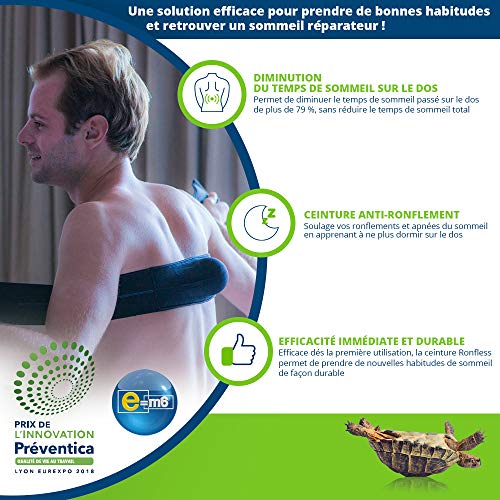 RONFLESS® CLASSIC- Cinturón anti-ronquidos y anti apnea del sueño - Dispositivo médico patentado - Efecto segunda piel - +99% de satisfacción - Satisfacción o devolución de dinero - Negro