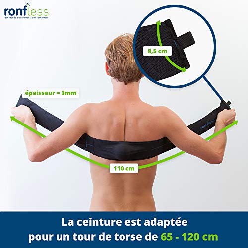 RONFLESS® CLASSIC- Cinturón anti-ronquidos y anti apnea del sueño - Dispositivo médico patentado - Efecto segunda piel - +99% de satisfacción - Satisfacción o devolución de dinero - Negro