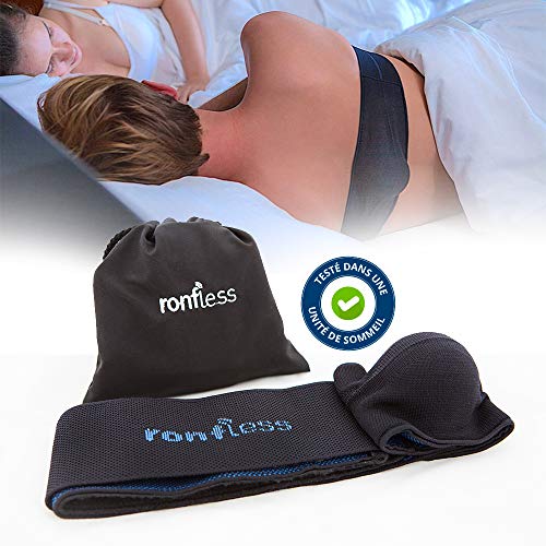 RONFLESS® CLASSIC- Cinturón anti-ronquidos y anti apnea del sueño - Dispositivo médico patentado - Efecto segunda piel - +99% de satisfacción - Satisfacción o devolución de dinero - Negro