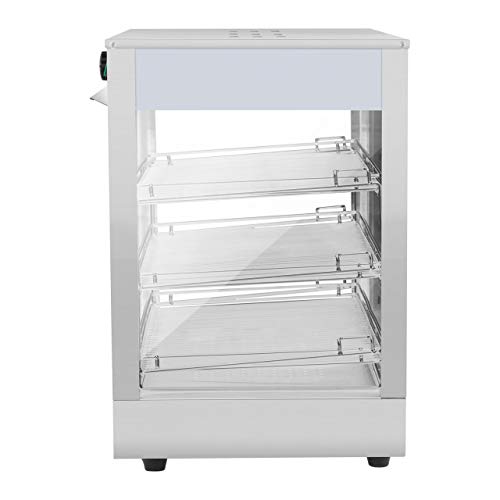 Royal Catering Vitrina Caliente Sobremostrador RCHT-1200B (1.200 Watt, Pantalla LED, 25-85 °C, Fabricado En Acero Inoxidable y Vidrio Templado)