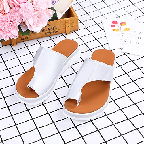 Sandalias Mujer Sandalias con Meseta Zapatos cómodos para la Playa Sandalias de Verano Alpargatas Elegantes para Mujeres con Sandalias de Punta Abierta Mujeres Hallux Valgus (40 EU, Plata)