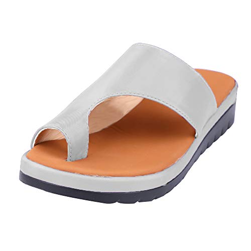 Sandalias Mujer Sandalias con Meseta Zapatos cómodos para la Playa Sandalias de Verano Alpargatas Elegantes para Mujeres con Sandalias de Punta Abierta Mujeres Hallux Valgus (40 EU, Plata)