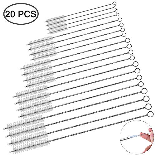 Senhai 20 Piezas Pajita Cepillos más limpios, Acero Inoxidable Reutilizable De múltiples Fines Tubo Tubo Pincel Conjunto para Tamaño múltiple Pajitas