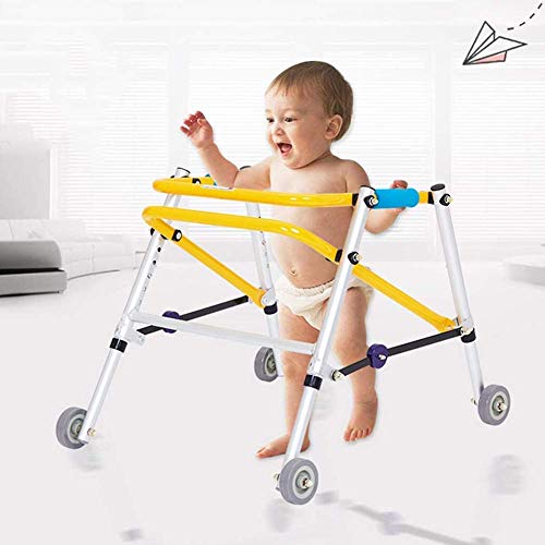 SFSGH Andador con Ruedas de rehabilitación para niños, Andador médico Plegable, 4 Ruedas, ayudas para la Movilidad para niños, Andador, Andador Recto, aleación de Aluminio, Andador para