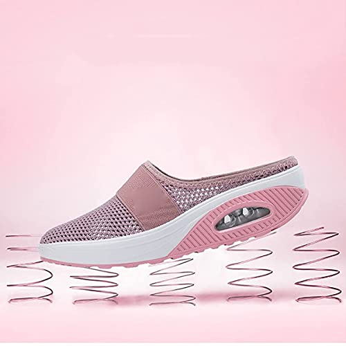 shengyuefeng Zapatos para Caminar sin Cordones con cojín de Aire para Mujer, Zapatos ortopédicos para Caminar para diabéticos, Transpirables con Soporte de Arco (Dark Gray,8)