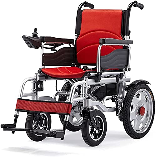 Silla de Ruedas eléctrica Controlador Universal Inteligente Plegable automático Inteligente Scooter de Acero al Carbono de Cuatro Ruedas para Personas Mayores con discapacidades, Rojo