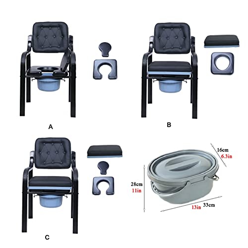 Silla WC Portátil De Acero Con Inodoro,Asiento Ergonómico Ancho Y Apoyabrazos Acolchado,Alternativa De Inodoro Conveniente Y Más Segura,Silla De Ducha Antideslizante,Capacidad De Peso De 661 Lb