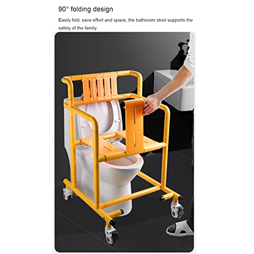 Sillas para ducha con ruedas, Silla con WC, Silla inodoro para minusválidos, Asiento ergonómico, Silla de ruedas para transporte de pacientes, Facilita el traslado de usuarios(Color:yellow)