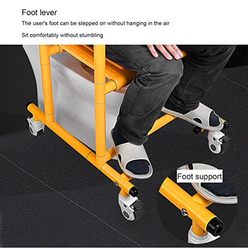 Sillas para ducha con ruedas, Silla con WC, Silla inodoro para minusválidos, Asiento ergonómico, Silla de ruedas para transporte de pacientes, Facilita el traslado de usuarios(Color:yellow)