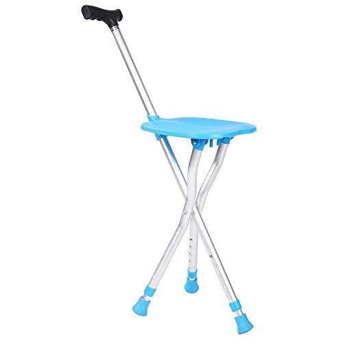 Sillón de madera maciza, astuto para caminar, trípode trípode silla de muleta con asiento, metal exterior ligero y plegable para empacar pequeños para viajar y tienda para todos los agarre de terreno