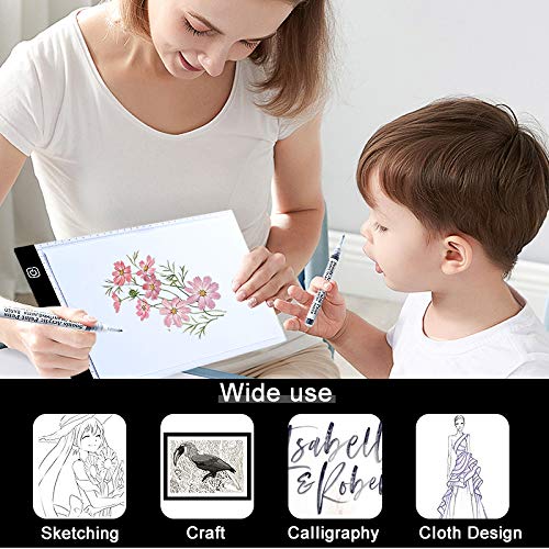 Smmapens Mesa de Luz para Calcar, A4 LED Mesa de Luz Dibujo Tableta de Luz para Dibujar USB proyector para Dibujar para Tatoo Dibuja Caligrafía Animacion
