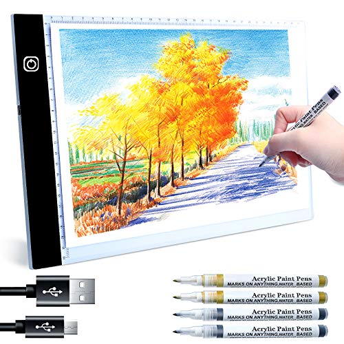 Smmapens Mesa de Luz para Calcar, A4 LED Mesa de Luz Dibujo Tableta de Luz para Dibujar USB proyector para Dibujar para Tatoo Dibuja Caligrafía Animacion
