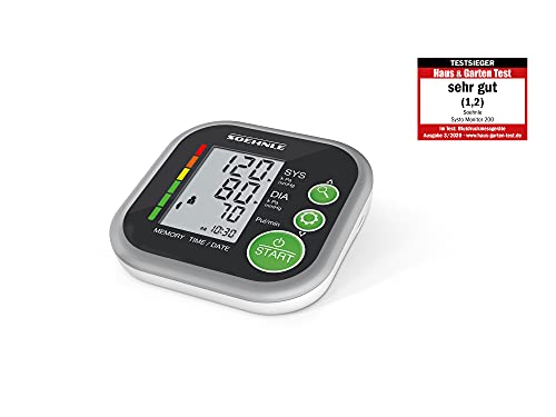 Soehnle Tensiómetro digital Systo Monitor 200, tensiómetro de brazo para medir la presión arterial con código de color y función de memoria