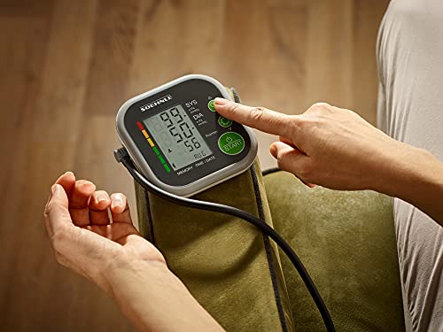 Soehnle Tensiómetro digital Systo Monitor 200, tensiómetro de brazo para medir la presión arterial con código de color y función de memoria