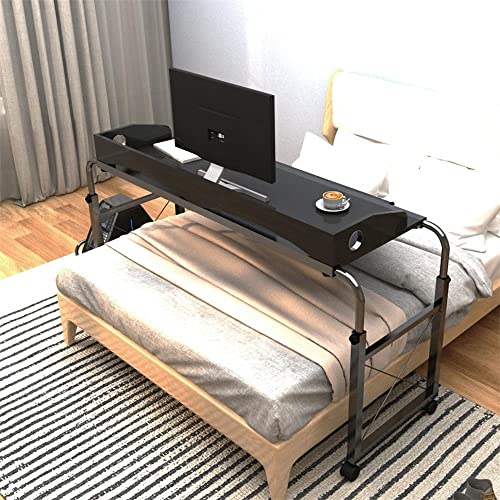 sogesfurniture Mesa de ordenador móvil sobrecama para ordenador portátil, carro, 120 cm, mesa de enfermería para hospital con longitud y altura ajustables, color negro BHEU-203#2-BK