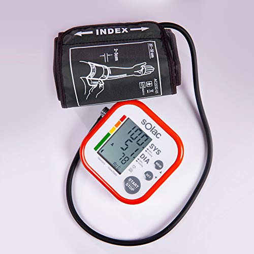 Solac Tensiotek+ - Tensiómetro de Brazo Digital para Presión Sistólica, Diastólica y Ritmo Cardíaco