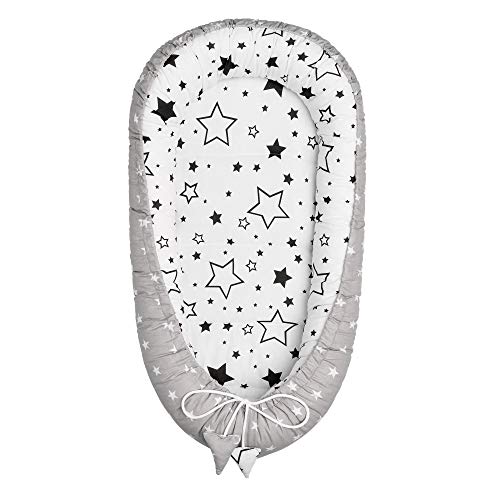 Solvera_Ltd 5 piezas 100 % algodón nido bebé 90 x 50 pieza extraíble cama nido cama nido manta para bebé (estrellas/Galaxis)