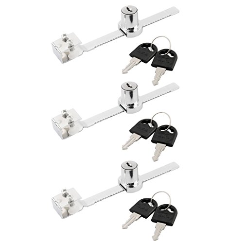 sourcing map Cerradura de vitrina de puerta de vidrio de vitrina de supermercado de acero inoxidable con llaves 3 piezas