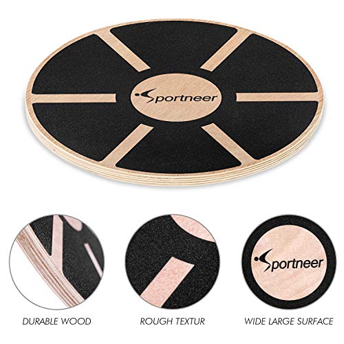 Sportneer - Plataforma de Equilibrio Profesional de Madera para Ejercicio físico(Negro) 1PACK