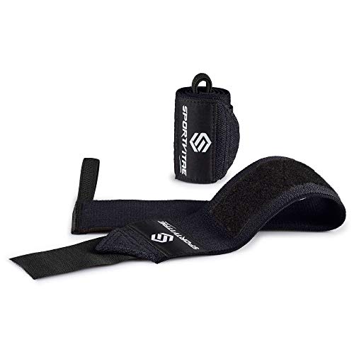 Sportvitae® Muñequeras Crossfit, Gym, Deportivas, Musculación, Gimnasio, Calistenia, Gym Wrist Wraps - Hombre y Mujer - Un Par (Negro)